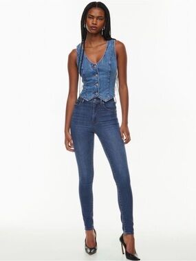 Denim Forum Size 32 Women's The Lola High Rise Skinny Jeans in Medium Blue Wash